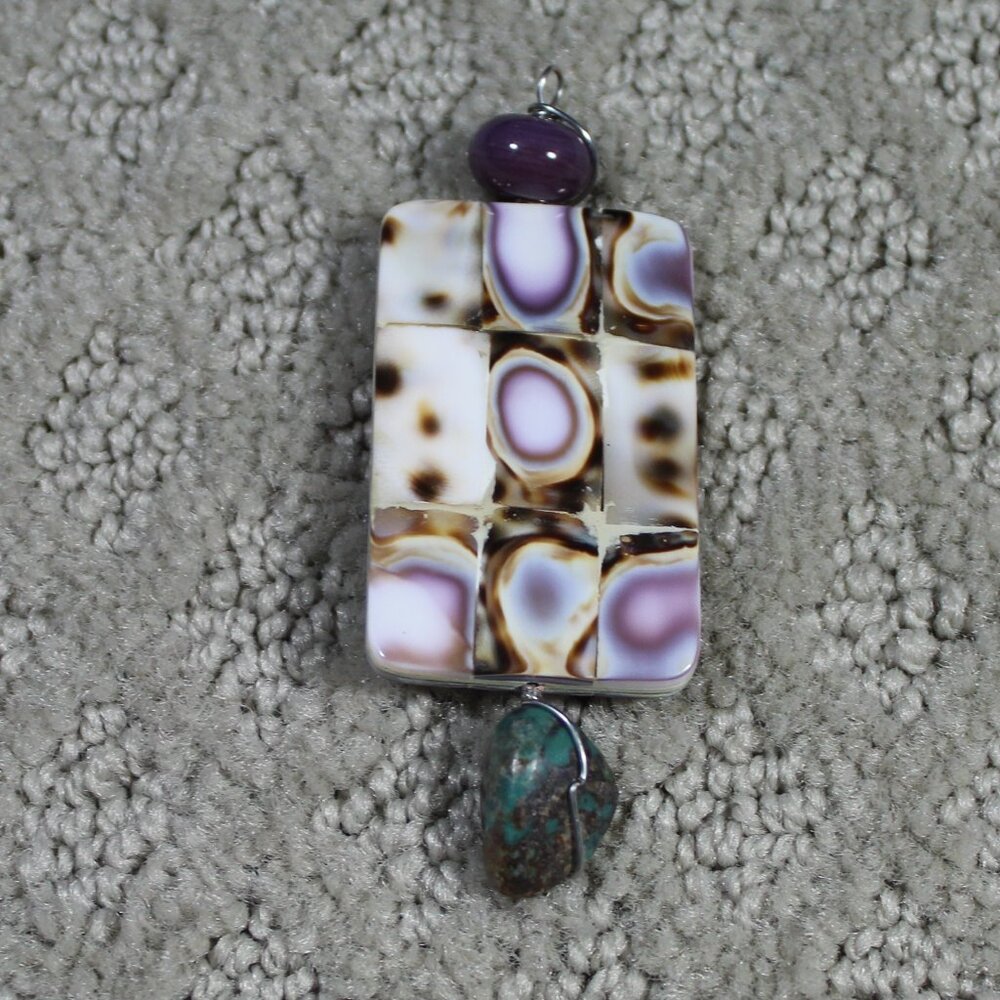Rectangular Multiple Natural Stone Pendant